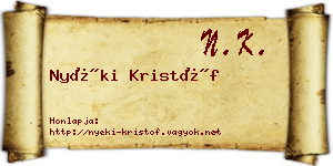 Nyéki Kristóf névjegykártya