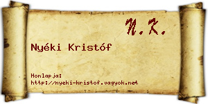 Nyéki Kristóf névjegykártya